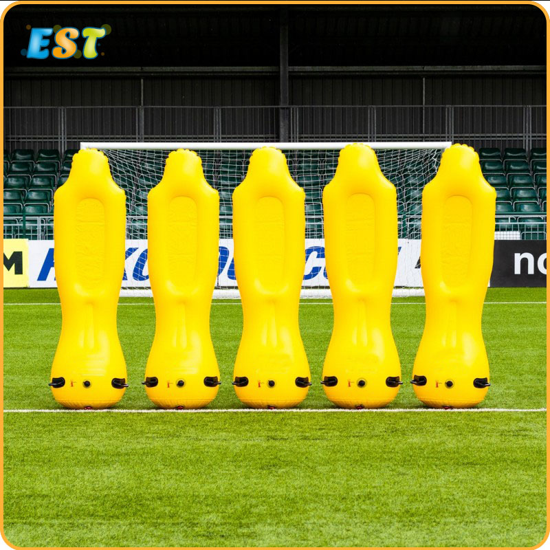 Portable yellow PVC inflatable soccer training dummy for advertising